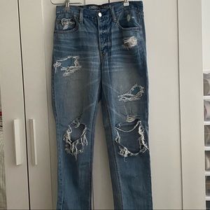 High rise ripped mom jeans